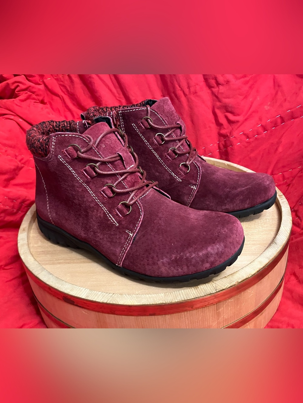 Propet Delaney Narrow Ankle Booties Burgundy Size 6N
